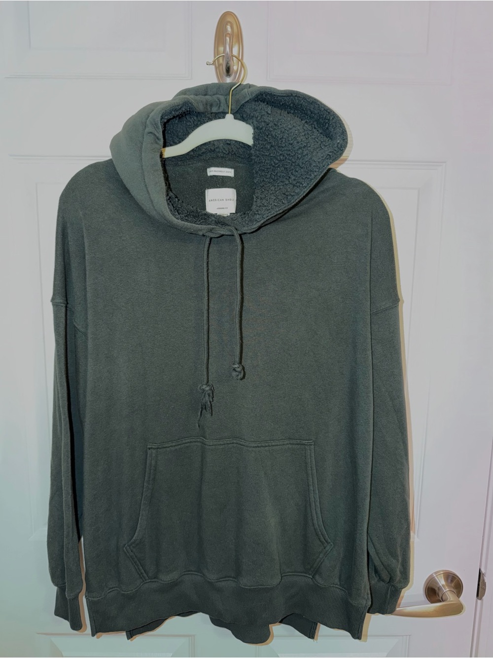✨ American Eagle Sherpa-Lined Hoodie | Olive Green Oversized